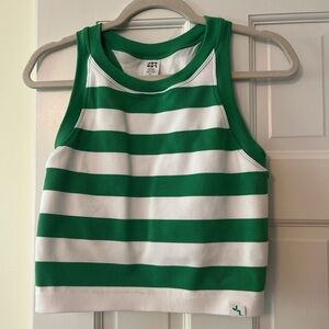 JoyLab Green and White Striped Tank Top